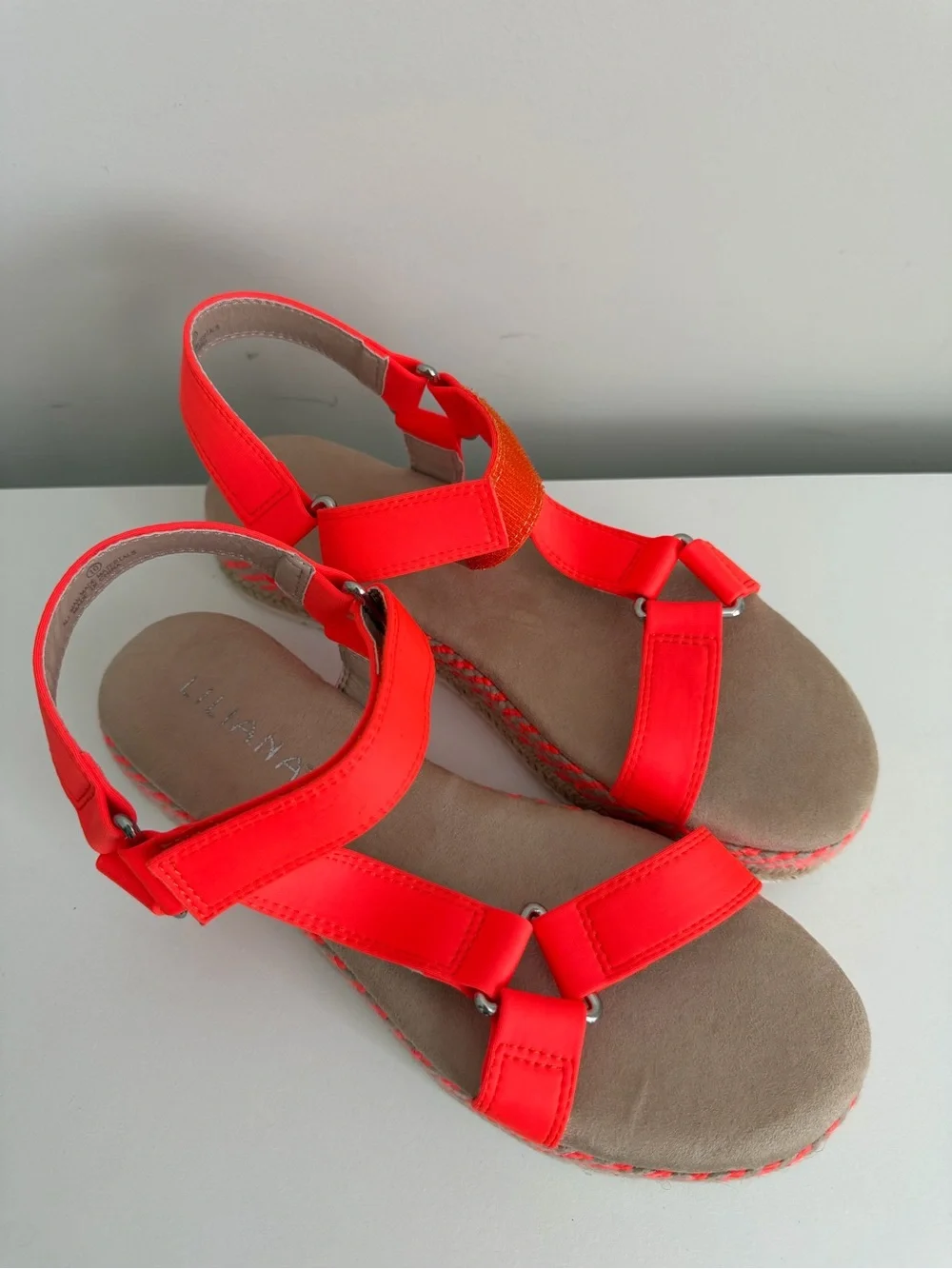 Women’s Neon Orange Platform Sport Sandals